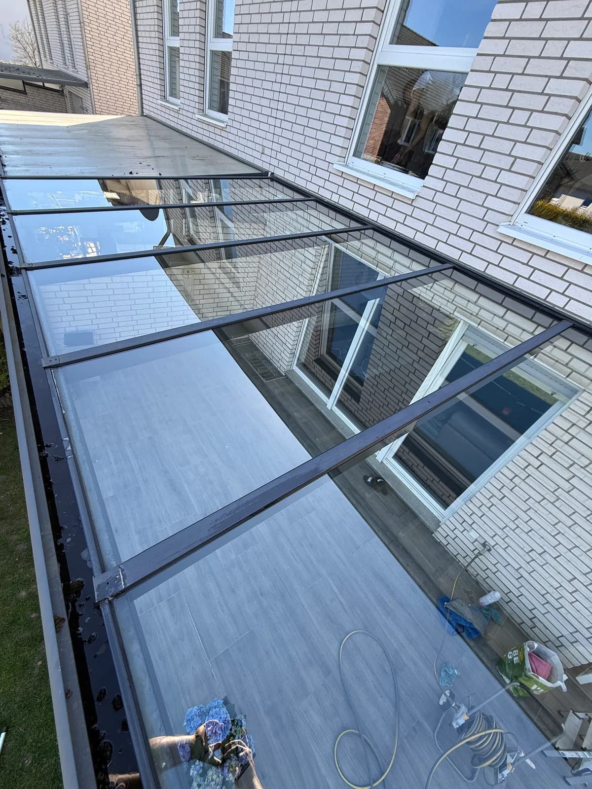 A glazed patio roof